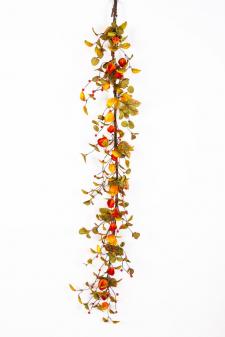 AUTUMN GARLAND WITH CHINESE LANTERNS AND BERRIES, 58 IN, ORA