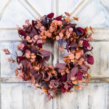 EUCALYPTUS WREATH WITH MIXED LEAVES ON A TWIG BASE, FALL, 10