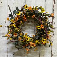 FALL WREATH WITH EUCALYPTUS,  BERRIES AND FLOWERS, FALL, 10 