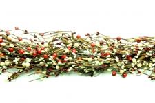 MIXED BERRY GARLAND W/LEAVES, HW, 53IN, RED/CREAM